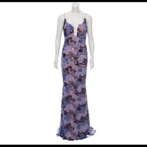 NWT Jovani maxi gown blue lace nude underlay 6